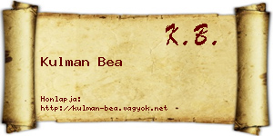 Kulman Bea névjegykártya